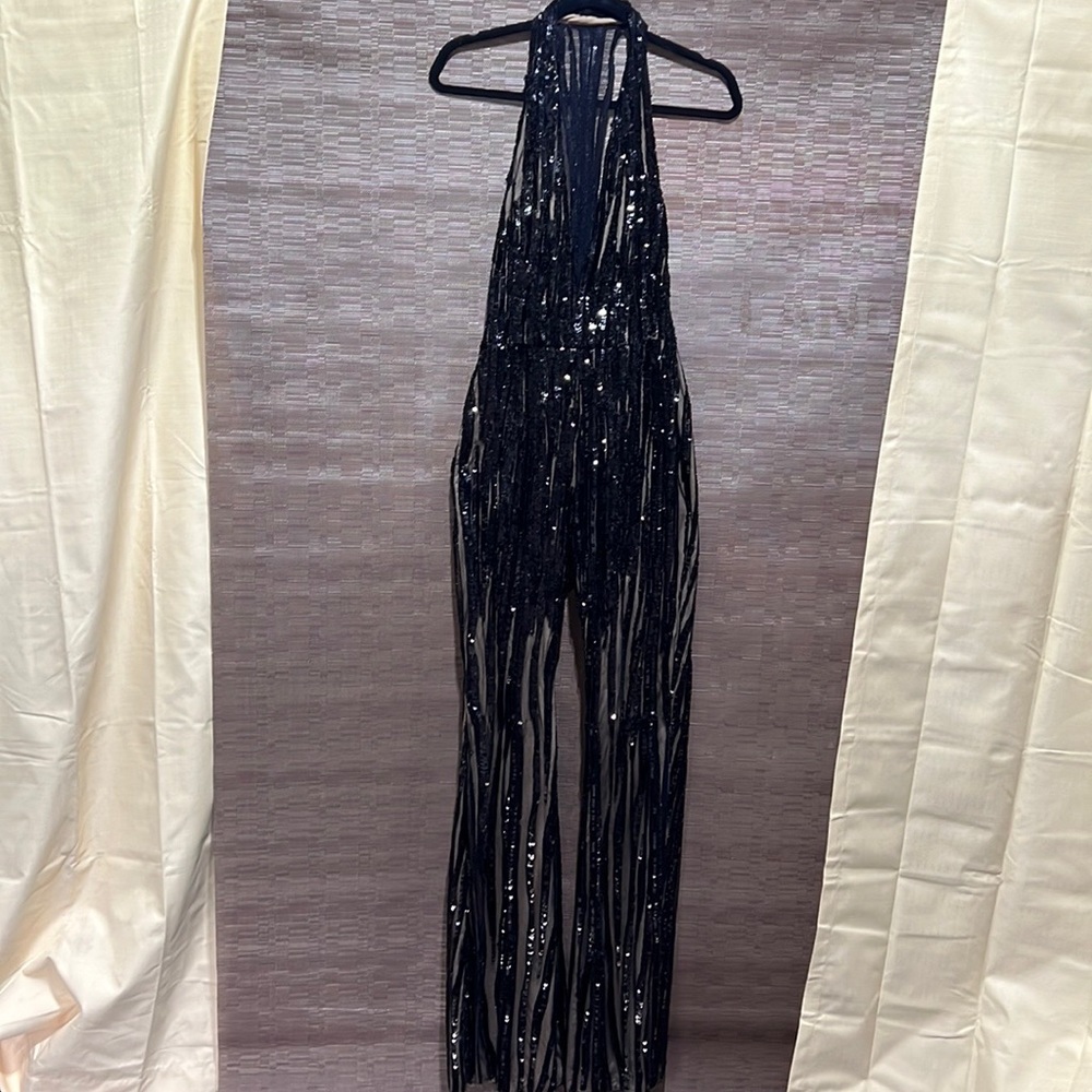 One of a kind Custom made Black Sequin Jumpsuit